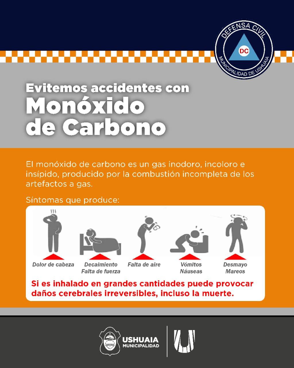 DEFENSA CIVIL DE USHUAIA REALIZA RECOMENDACIONES PARA EVITAR INTOXICACIÓN POR MONÓXIDO DE CARBONO