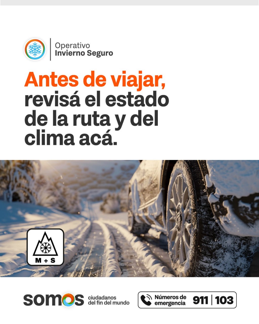 PROTECCIÓN CIVIL RECOMIENDA TRANSITAR CON PRECAUCIÓN EN LA RUTA N°3 DEBIDO A LAS NEVADAS REGISTRADAS