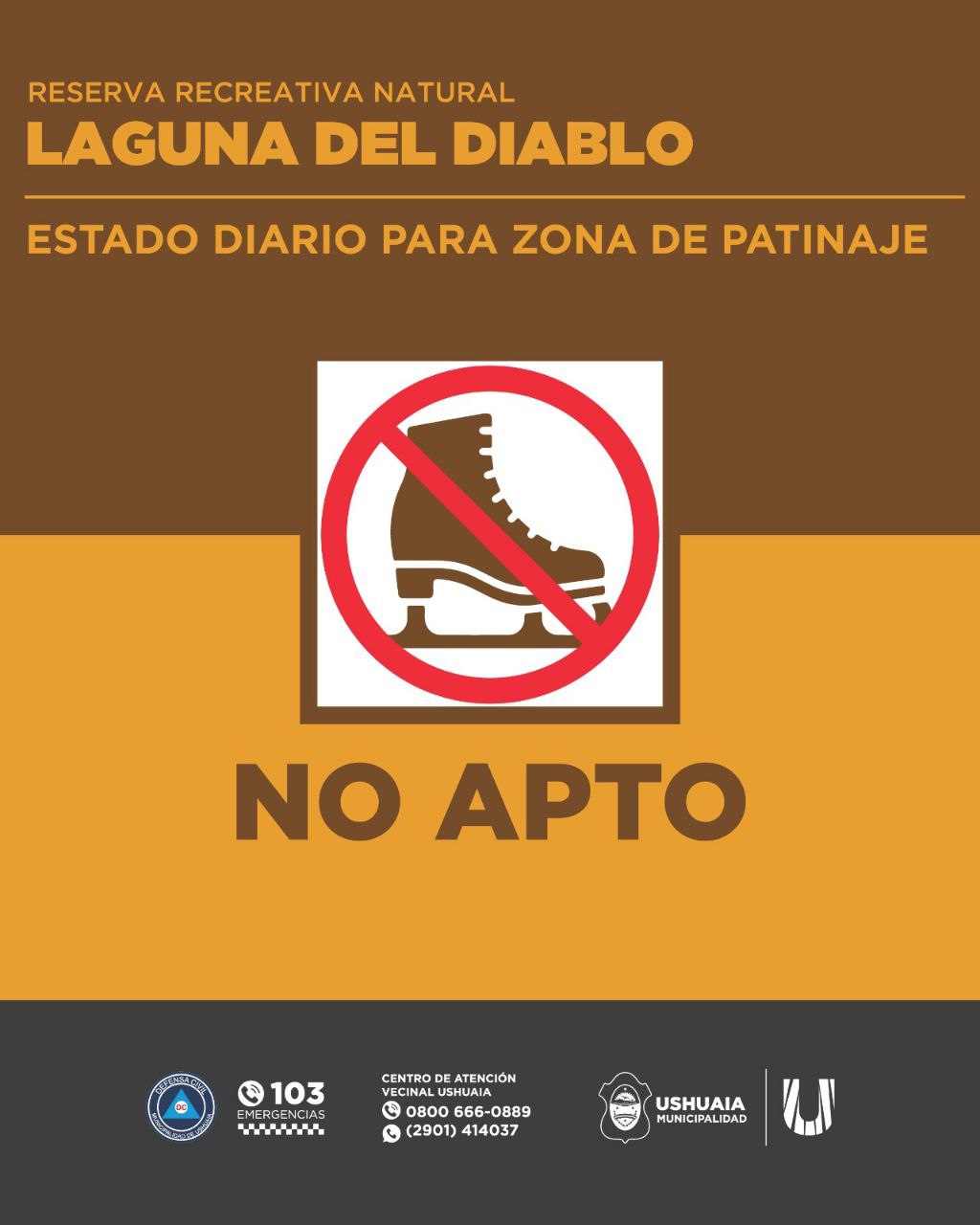 COMUNICADO: “LAGUNA DEL DIABLO” NO ESTÁ APTA PARA LA PRÁCTICA DE PATINAJE