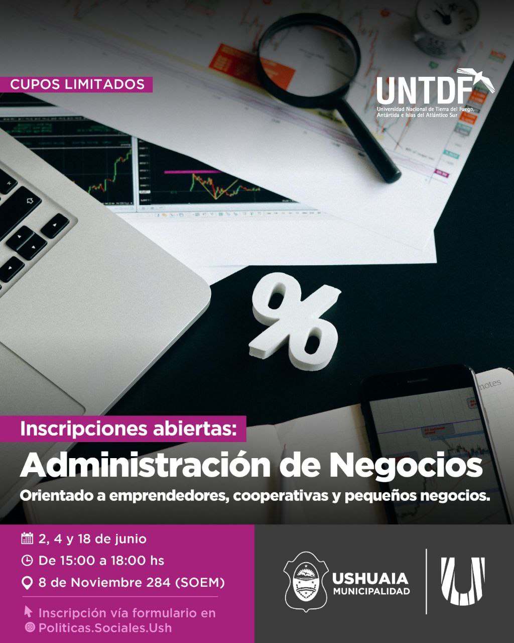 LA MUNICIPALIDAD DE USHUAIA REALIZARÁ UNA CAPACITACIÓN EN ADMINISTRACIÓN DE NEGOCIOS PARA EMPRENDEDORES Y COOPERATIVAS