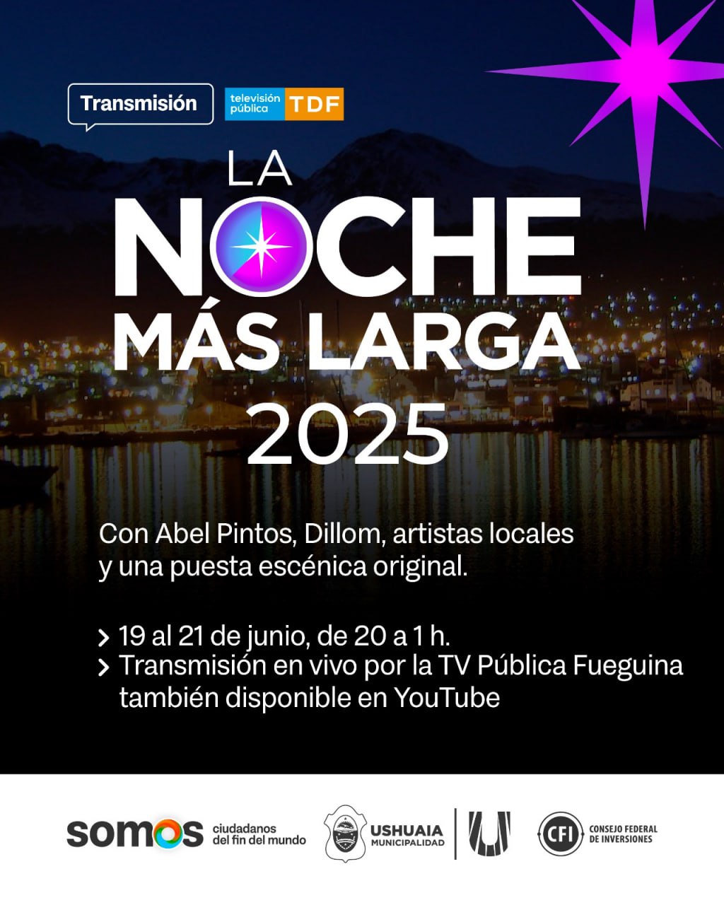 LA TELEVISIÓN PÚBLICA FUEGUINA TRANSMITIRÁ LA TRADICIONAL FIESTA NACIONAL DE LA NOCHE MÁS LARGA 2025