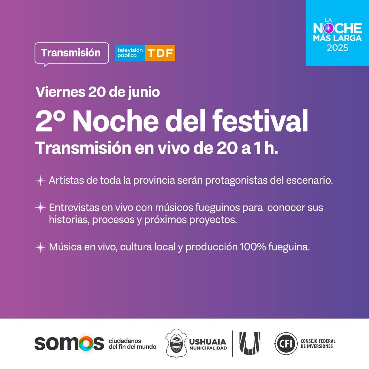 SEGUNDA JORNADA DE LA FIESTA NACIONAL DE LA NOCHE MÁS LARGA: EL RITMO TROPICAL SE VIVEN POR LA TV PÚBLICA FUEGUINA