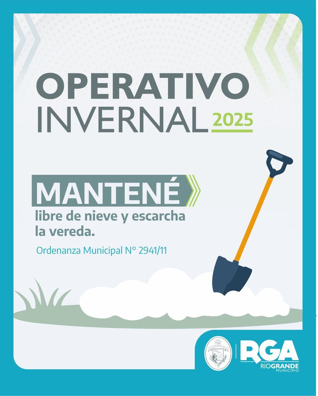 SE RECUERDA A LOS VECINOS FRENTISTAS MANTENER LAS VEREDAS LIBRES DE NIEVE, HIELO O ESCARCHA