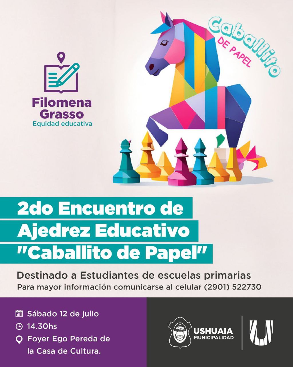 LA MUNICIPALIDAD IMPULSARÁ EL 2° ENCUENTRO DE AJEDREZ EDUCATIVO “CABALLITO DE PAPEL” ESTE SÁBADO 12 DE JULIO
