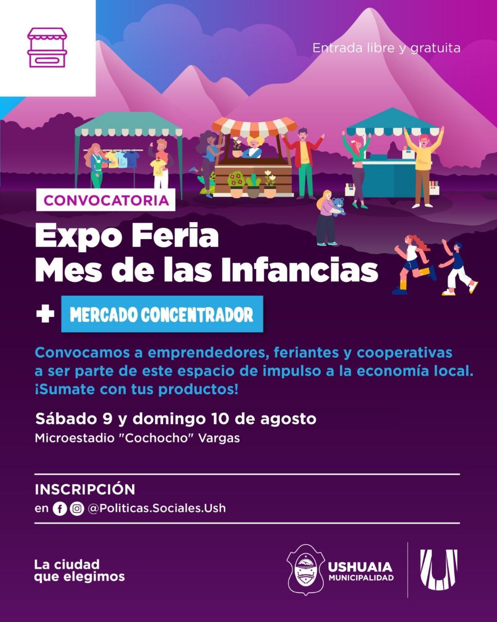 LA MUNICIPALIDAD CONVOCA A FERIANTES Y EMPRENDEDORES PARA LA EXPO FERIA + MERCADO CONCENTRADOR DEL MES DE LAS INFANCIAS