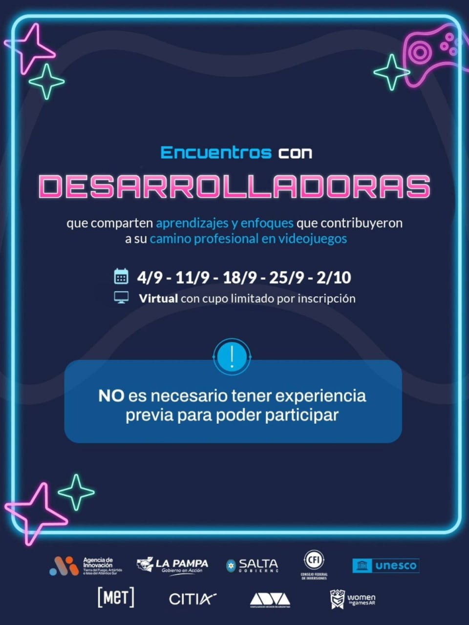 ENCUENTROS CON DESARROLLADORAS: SE REALIZARÁ UN CICLO DE CHARLAS CON EXPERTAS DE LA INDUSTRIA DE VIDEOJUEGOS EN ARGENTINA