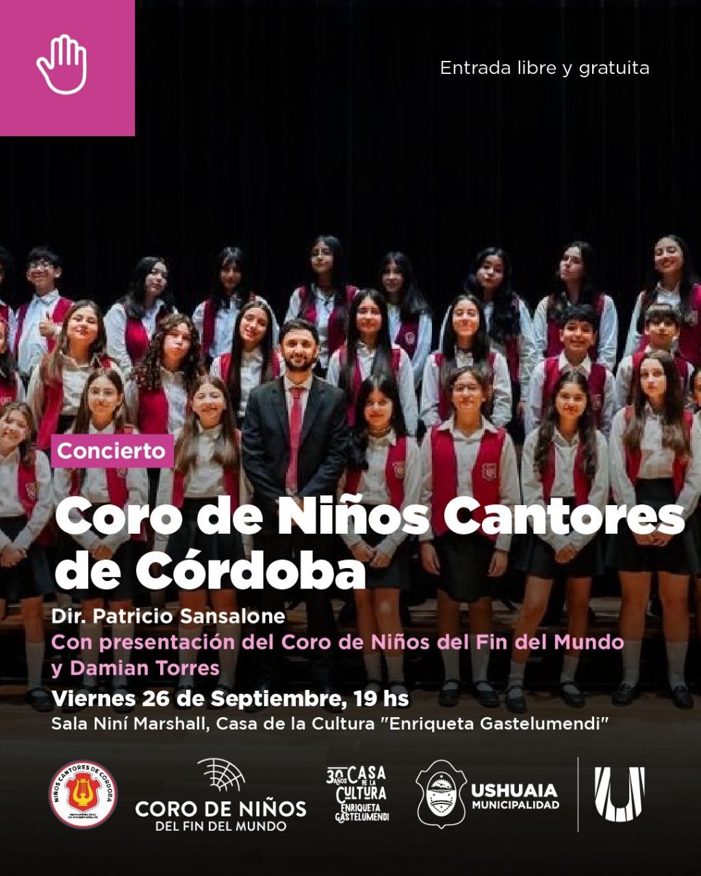 LA SECRETARÍA DE CULTURA Y EDUCACIÓN ACOMPAÑARÁ EL CONCIERTO “CORO DE NIÑOS CANTORES DE CÓRDOBA” ESTE VIERNES 26 A LAS 19:00 HORAS