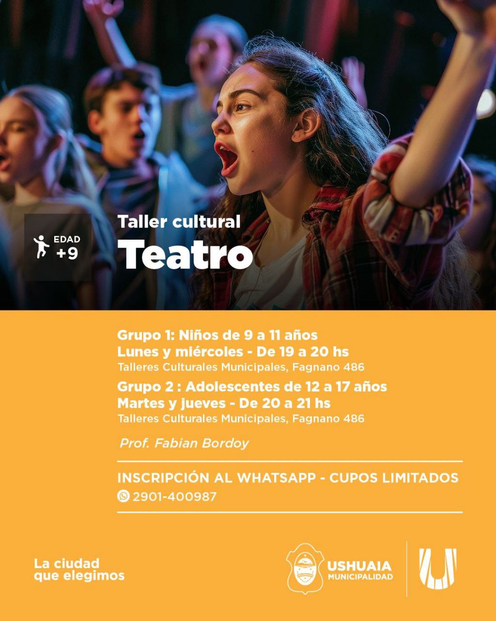 LA MUNICIPALIDAD DE USHUAIA ABRE LAS INSCRIPCIONES AL TALLER DE “TEATRO”