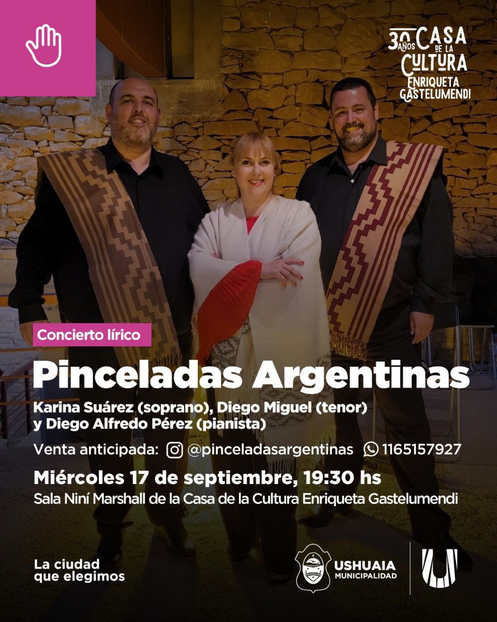 LA MUNICIPALIDAD DE USHUAIA ACOMPAÑARÁ EL CONCIERTO LÍRICO “PINCELADAS ARGENTINAS” EN LA CASA DE LA CULTURA ENRIQUETA GASTELUMENDI