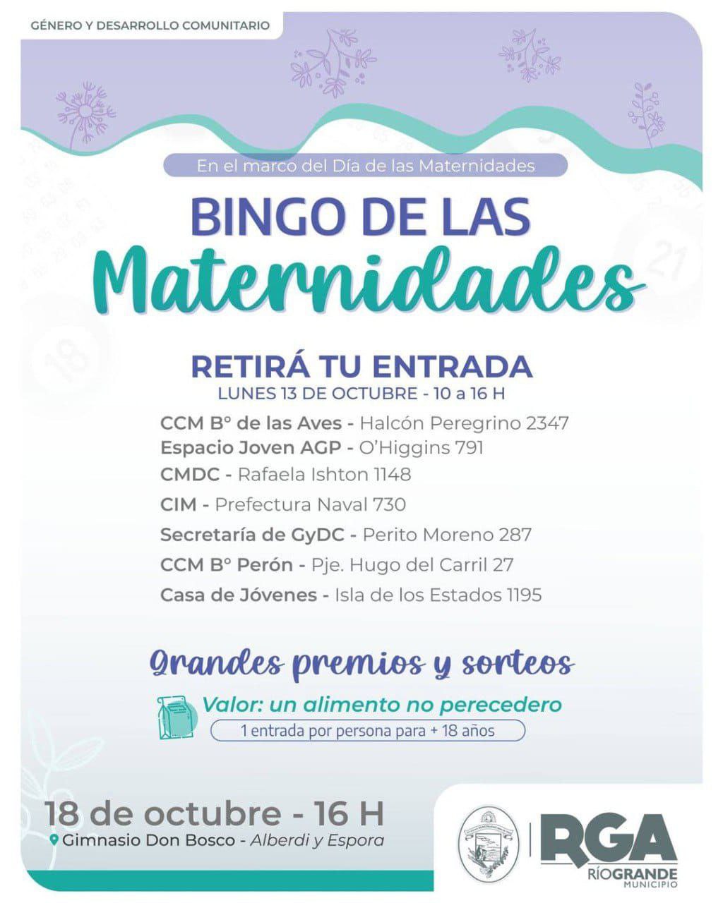 MAÑANA COMIENZA LA ENTREGA DE ENTRADAS PARA EL “BINGO DE LAS MATERNIDADES”