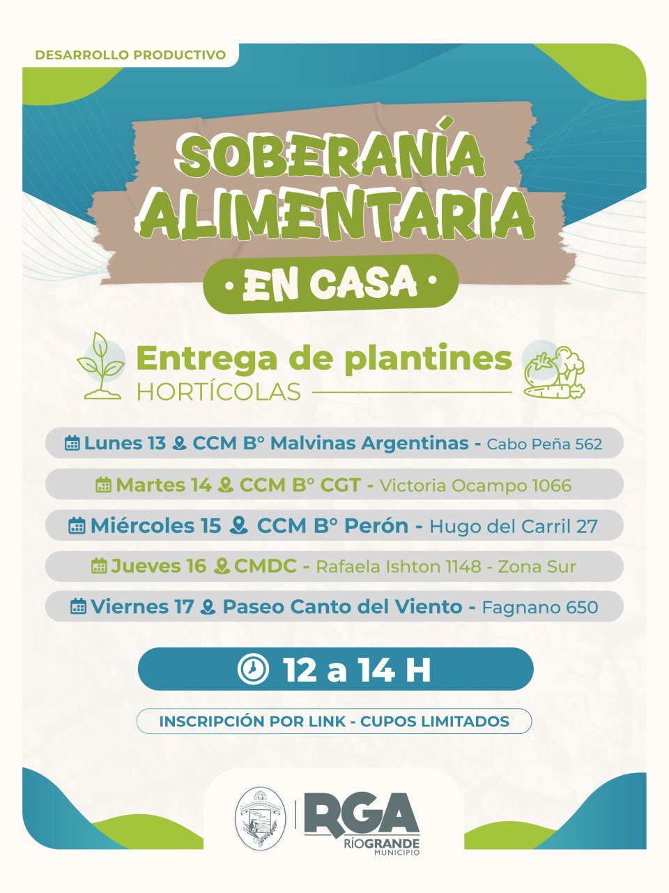 SOBERANÍA ALIMENTARIA EN CASA: ESTÁN ABIERTAS LAS INSCRIPCIONES PARA RECIBIR PLANTINES DE VERDURAS