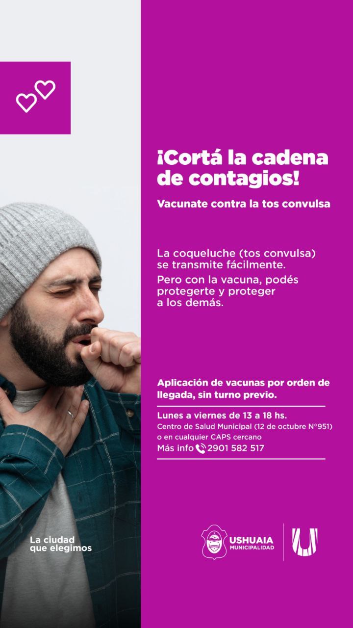 LA MUNICIPALIDAD LANZA UNA CAMPAÑA URGENTE DE VACUNACIÓN CONTRA LA COQUELUCHE