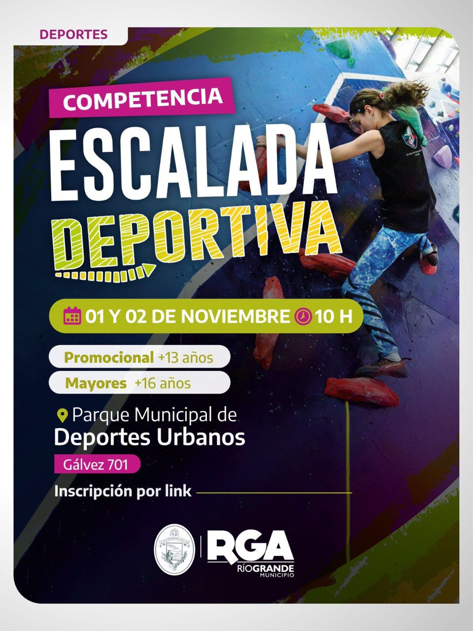 INSCRIPCIONES ABIERTAS PARA COMPETENCIA DE ESCALADA DEPORTIVA
