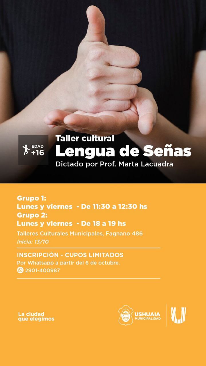ABREN LAS INSCRIPCIONES AL TALLER MUNICIPAL DE “LENGUA DE SEÑAS”