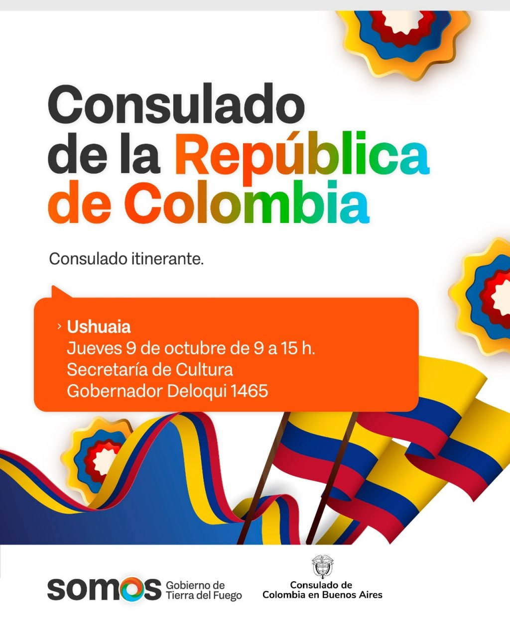 EL CONSULADO ITINERANTE DE COLOMBIA ATENDERÁ EN USHUAIA EL PRÓXIMO JUEVES
