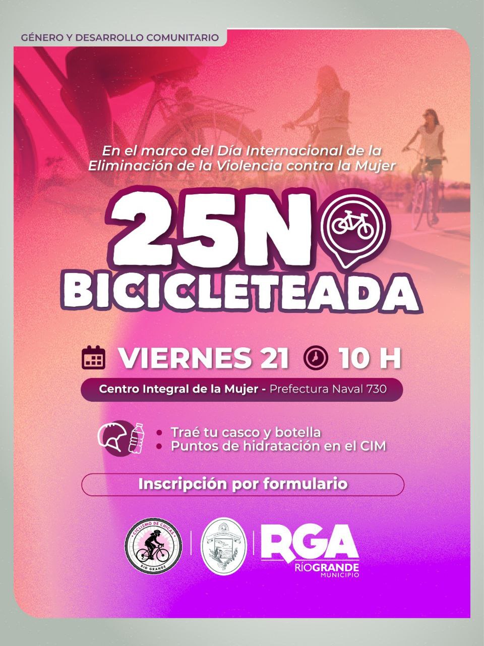 EL MUNICIPIO REALIZARÁ UNA BICICLETEADA POR EL 25N