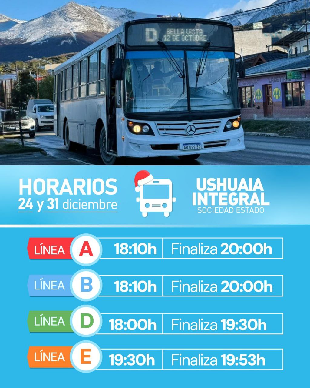 UISE INFORMA HORARIOS Y FRECUENCIAS DE COLECTIVOS PARA LAS FIESTAS DE FIN DE AÑO