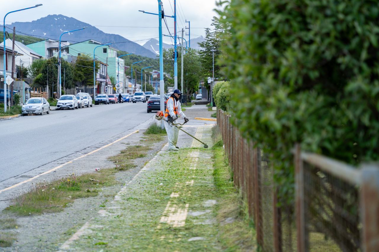 EL MUNICIPIO DE USHUAIA SIGUE TRABAJANDO EN EL  MANTENIMIENTO DE ESPACIOS VERDES